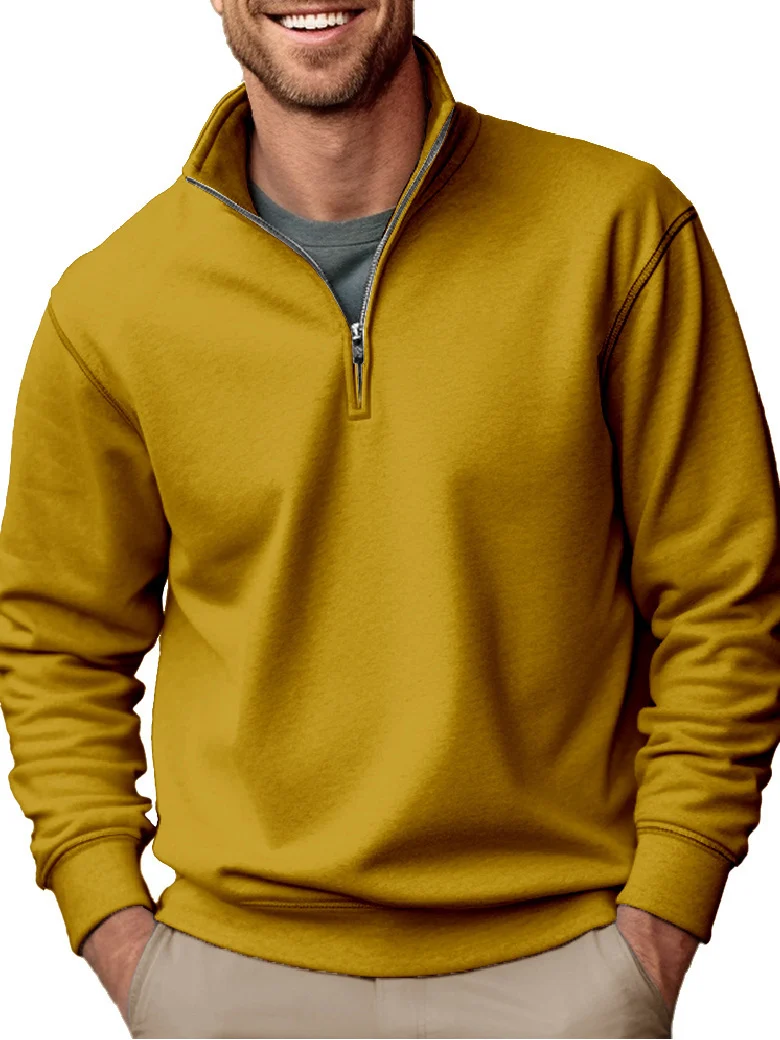Herren nan Halbzip-Sweatshirt mit Stehkragen und weichem Fleece-Innenfutter Drune