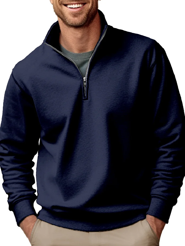 Herren nan Halbzip-Sweatshirt mit Stehkragen und weichem Fleece-Innenfutter Drune