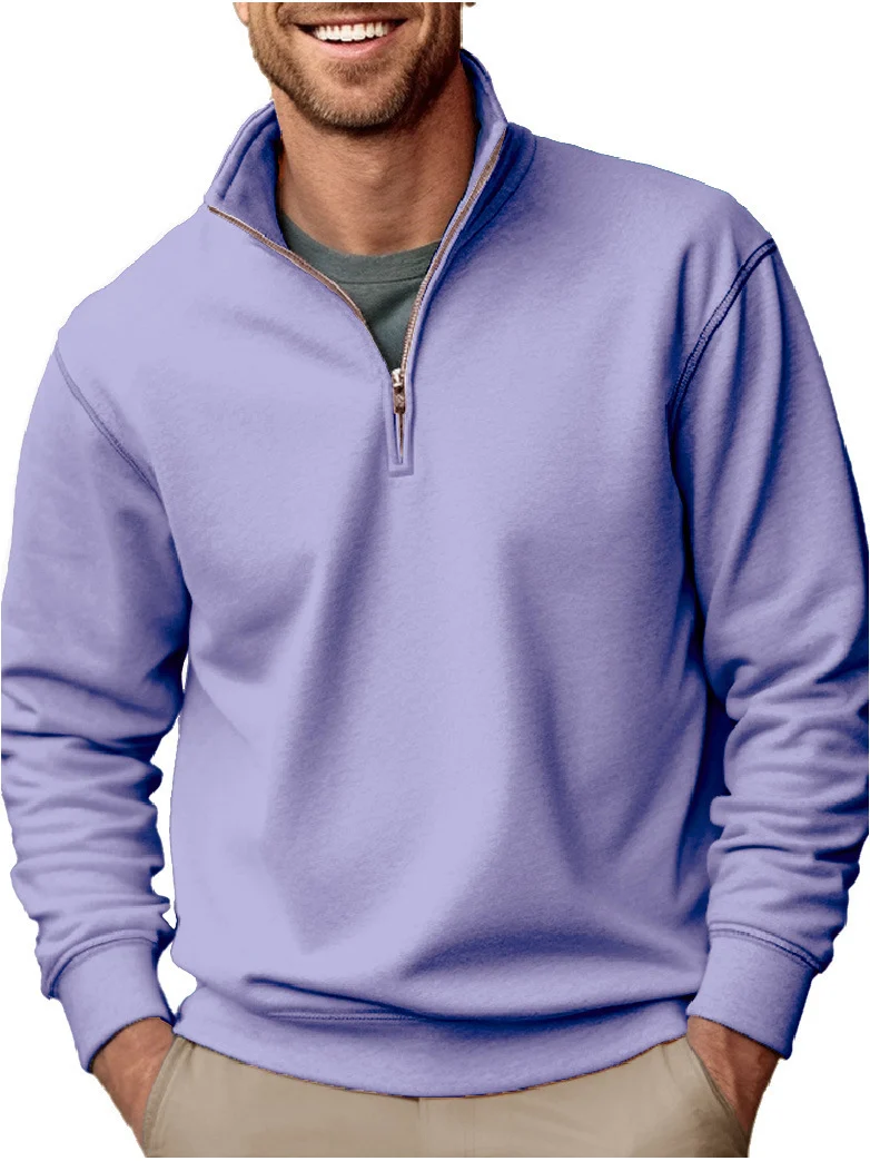 Herren nan Halbzip-Sweatshirt mit Stehkragen und weichem Fleece-Innenfutter Drune