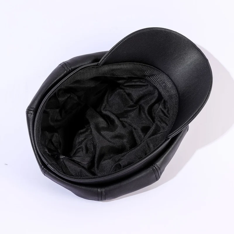 Damen Leder-Baker Boy Cap mit Klassischem Design Drune