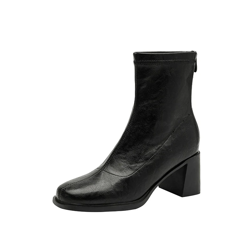 Damen Ankle-Boots mit schlankem Sockenschaft und sculpted Blockabsatz Drune