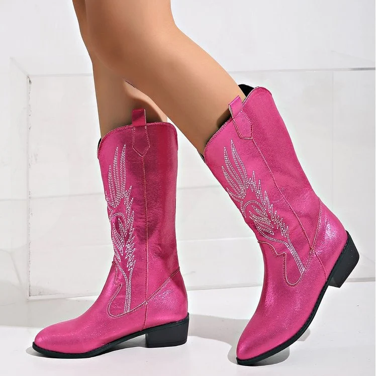 Damen Western-Cowboystiefel aus Veloursleder mit formstabilem Blockabsatz Drune