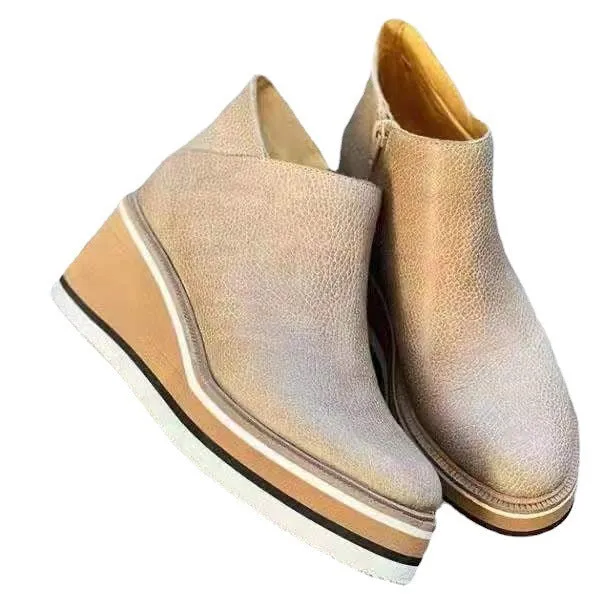 Damen Wedge‑Ankleboots mit ergonomischem Plateau‑Keil, Schlupf‑Design und profilierter Laufsohle Drune