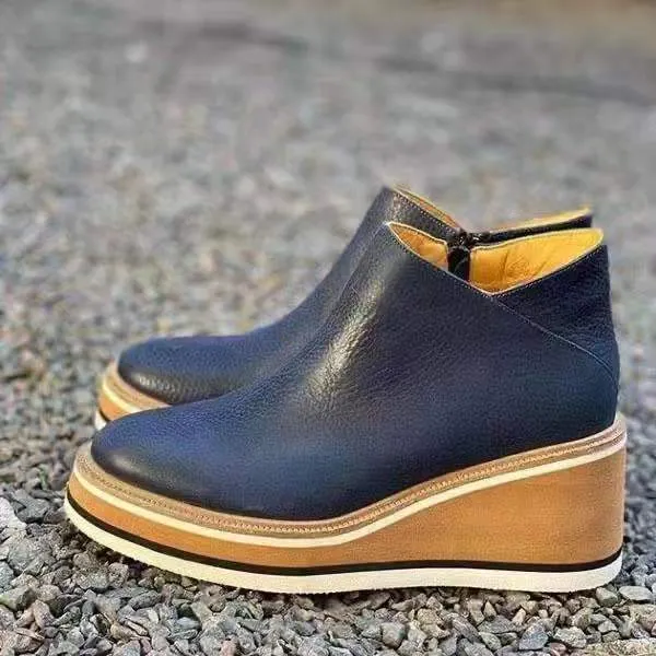Damen Wedge‑Ankleboots mit ergonomischem Plateau‑Keil, Schlupf‑Design und profilierter Laufsohle Drune