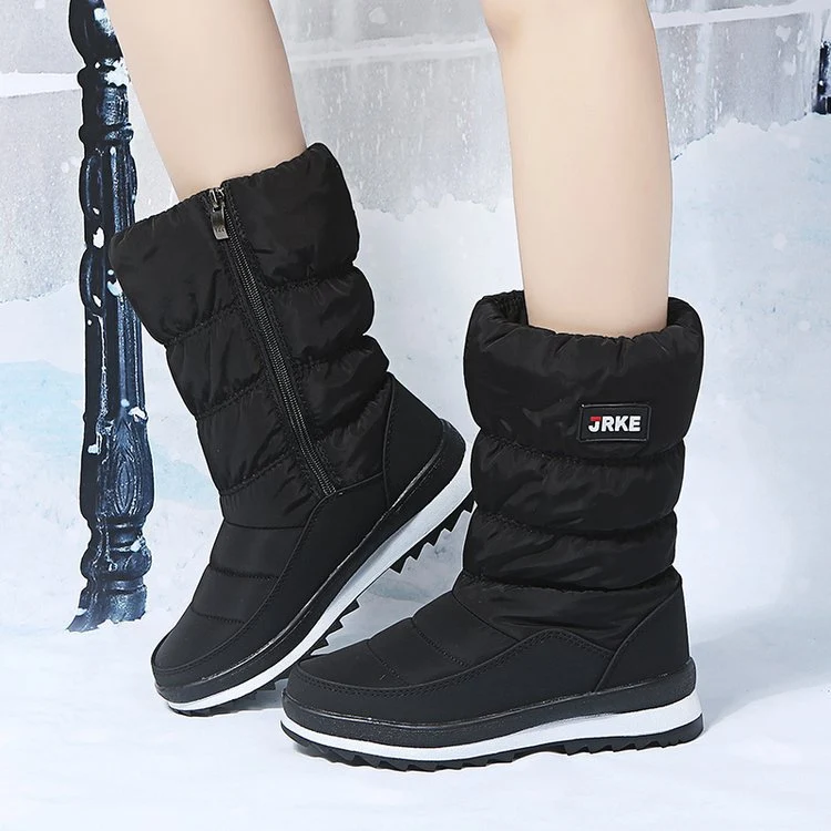 Damen Thermo-Winterstiefel mit wattiertem Schaft, seitlichem Reißverschluss und rutschfester Profilsohle Drune