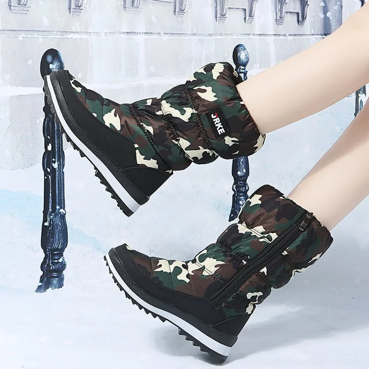 Damen Thermo-Winterstiefel mit wattiertem Schaft, seitlichem Reißverschluss und rutschfester Profilsohle Drune