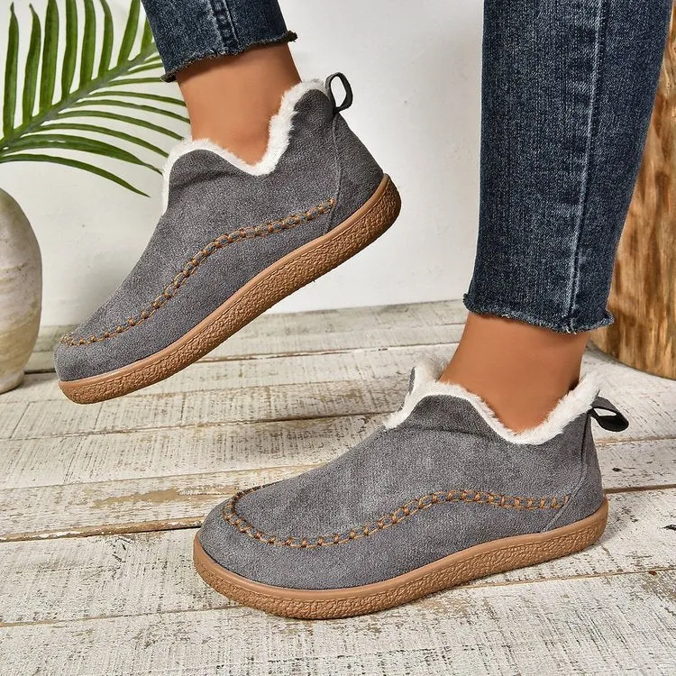 Damen Thermo‑Mokassin‑Slipper mit hohem Schaftkragen, handgenähter Ziernaht und flexibler Profilsohle Drune