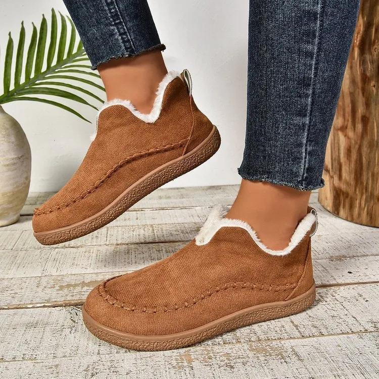 Damen Thermo‑Mokassin‑Slipper mit hohem Schaftkragen, handgenähter Ziernaht und flexibler Profilsohle Drune
