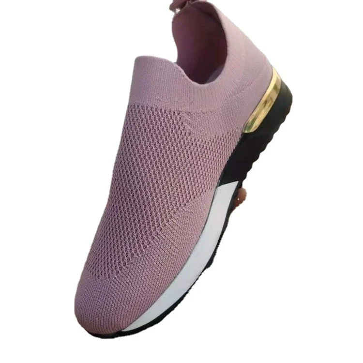 Damen Strick‑Sock‑Sneaker mit elastischem Einstieg, profilierter Plateausohle und Metallic‑Fersendetail Drune