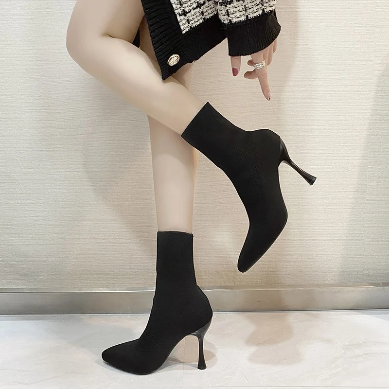 Damen Stretch‑Stiefelette mit spitzer Zehenform und schlankem Stiletto‑Absatz Drune