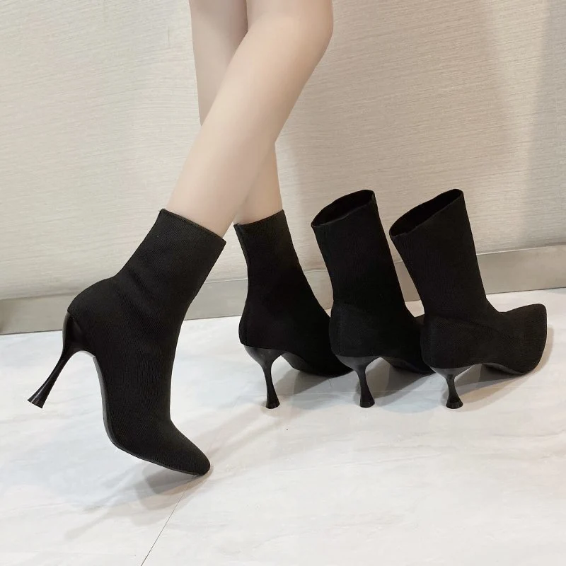 Damen Stretch‑Stiefelette mit spitzer Zehenform und schlankem Stiletto‑Absatz Drune