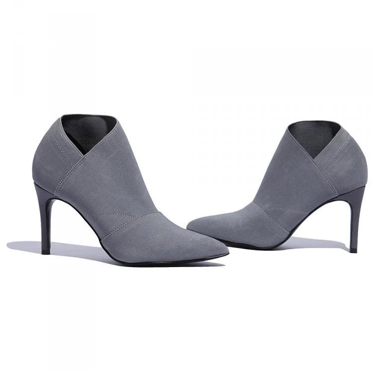 Damen spitze Knöchelstiefelette mit Canvas-Obermaterial und mittelhohem Stiletto-Absatz Drune