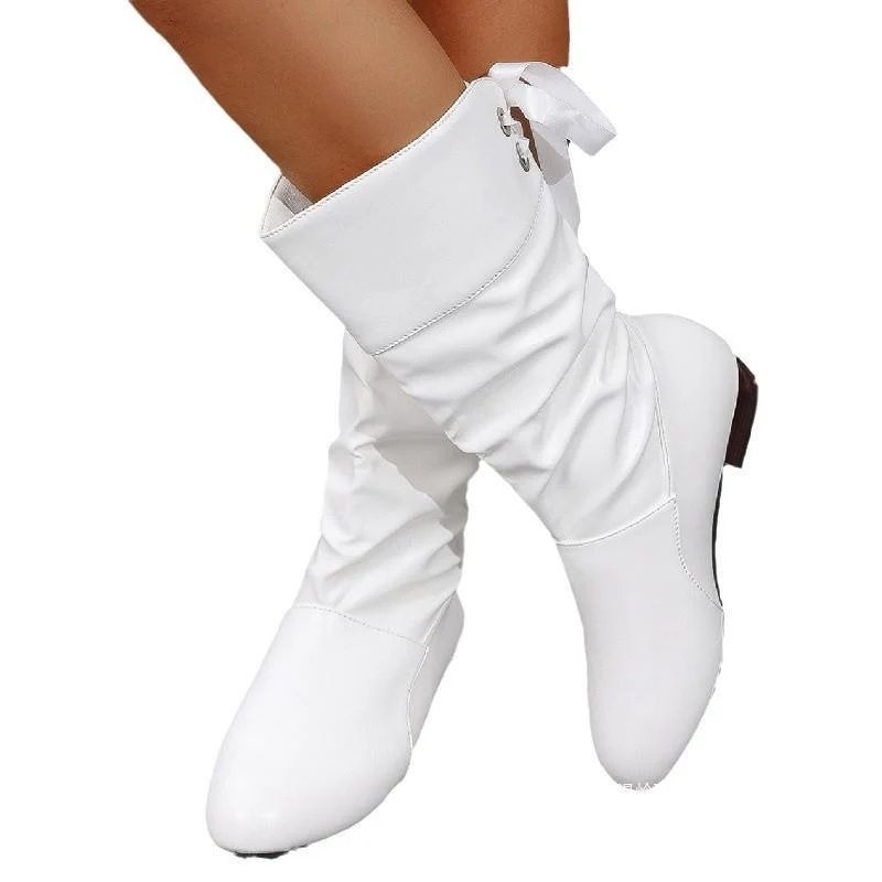 Damen Slouch-Stiefel mit niedrigem Blockabsatz und weichem Kunstlederschaft Drune