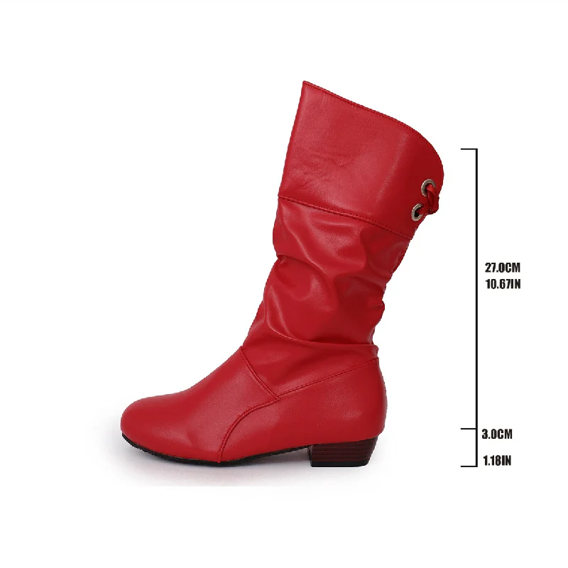 Damen Slouch-Stiefel mit niedrigem Blockabsatz und weichem Kunstlederschaft Drune