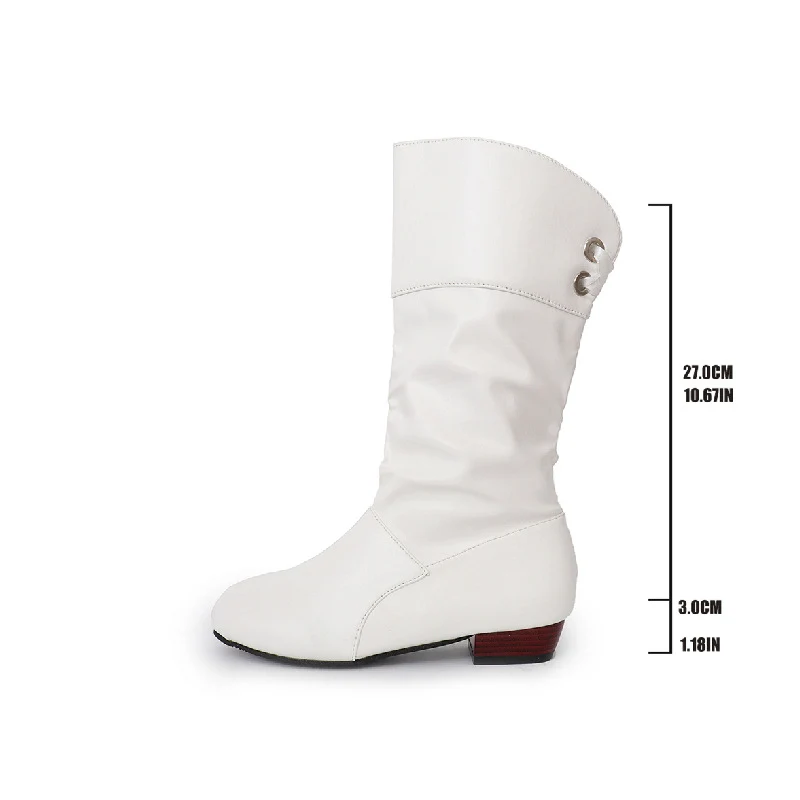 Damen Slouch-Stiefel mit niedrigem Blockabsatz und weichem Kunstlederschaft Drune