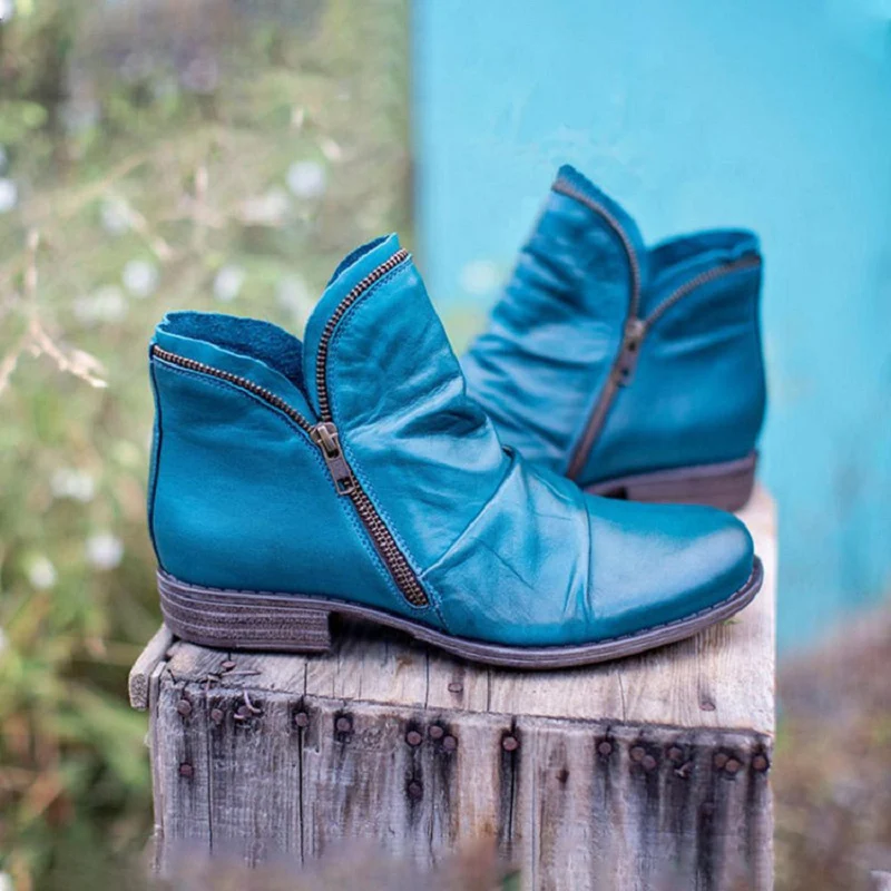 Damen Slouch‑Ankleboots mit dekorativem Reißverschluss und niedrigem Blockabsatz Drune