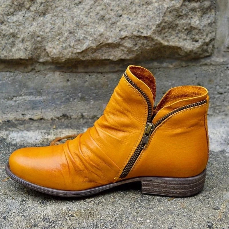 Damen Slouch‑Ankleboots mit dekorativem Reißverschluss und niedrigem Blockabsatz Drune