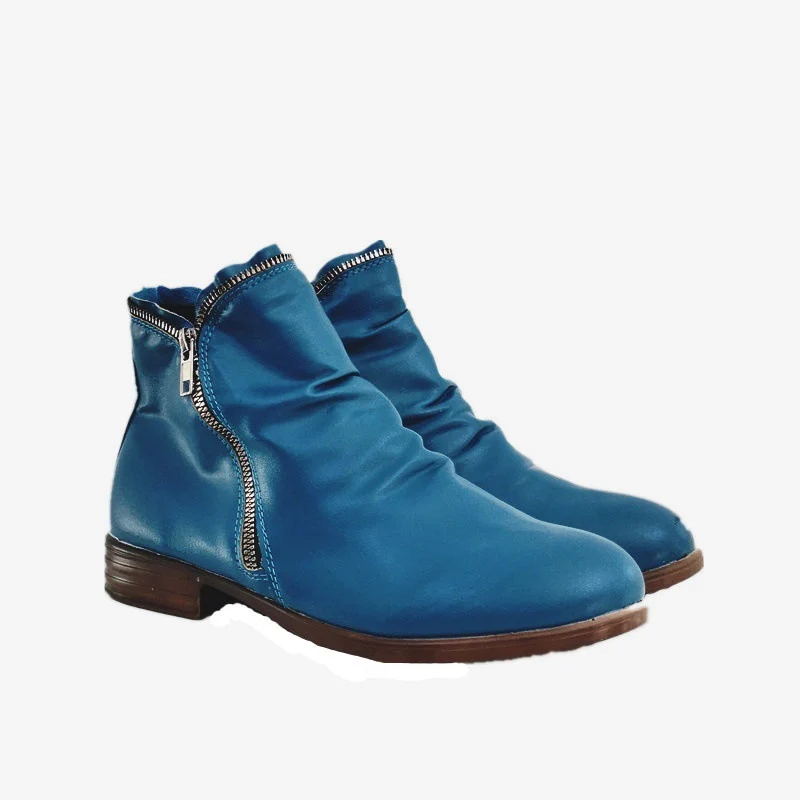 Damen Slouch‑Ankleboots mit dekorativem Reißverschluss und niedrigem Blockabsatz Drune