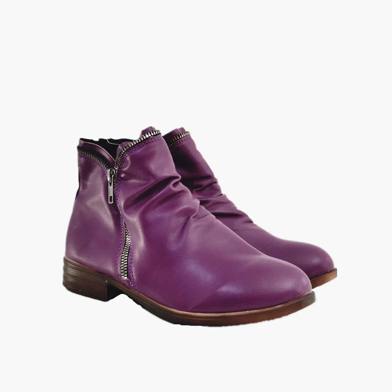 Damen Slouch‑Ankleboots mit dekorativem Reißverschluss und niedrigem Blockabsatz Drune