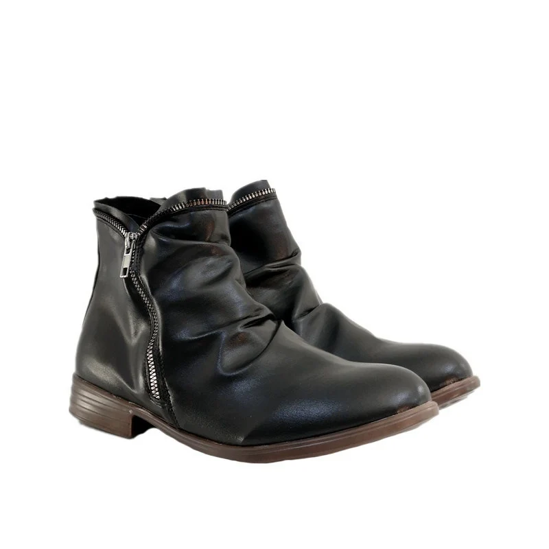 Damen Slouch‑Ankleboots mit dekorativem Reißverschluss und niedrigem Blockabsatz Drune