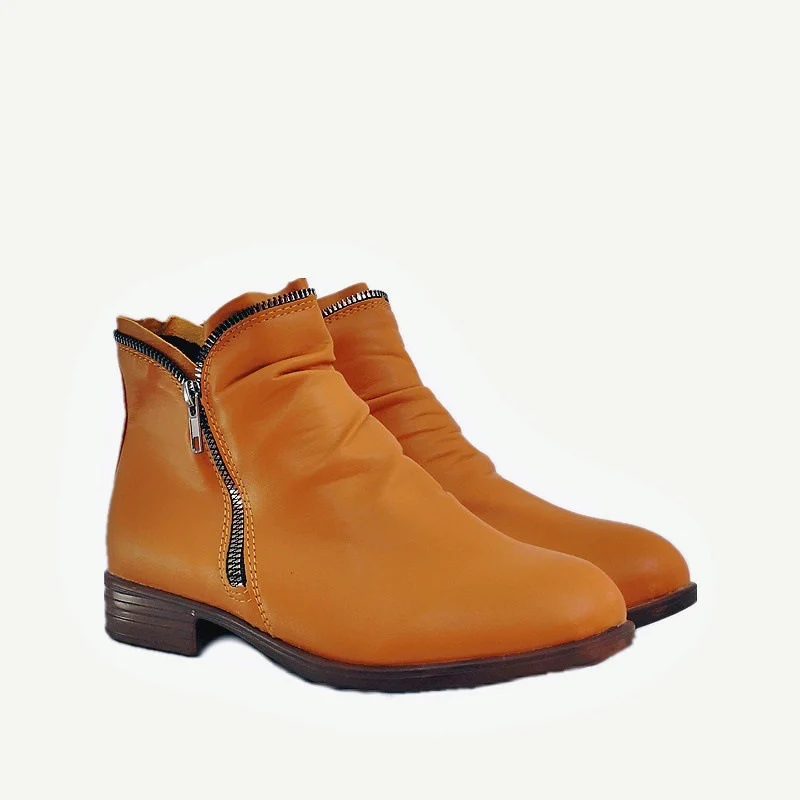 Damen Slouch‑Ankleboots mit dekorativem Reißverschluss und niedrigem Blockabsatz Drune