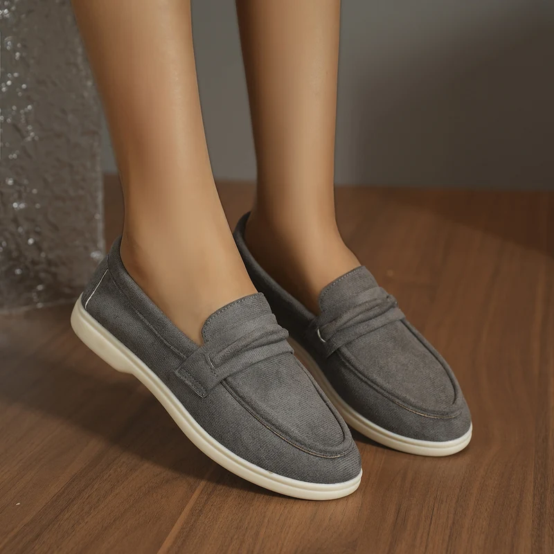 Damen Slip-On-Loafer aus Veloursimitat mit gepolstertem Fußbett Drune