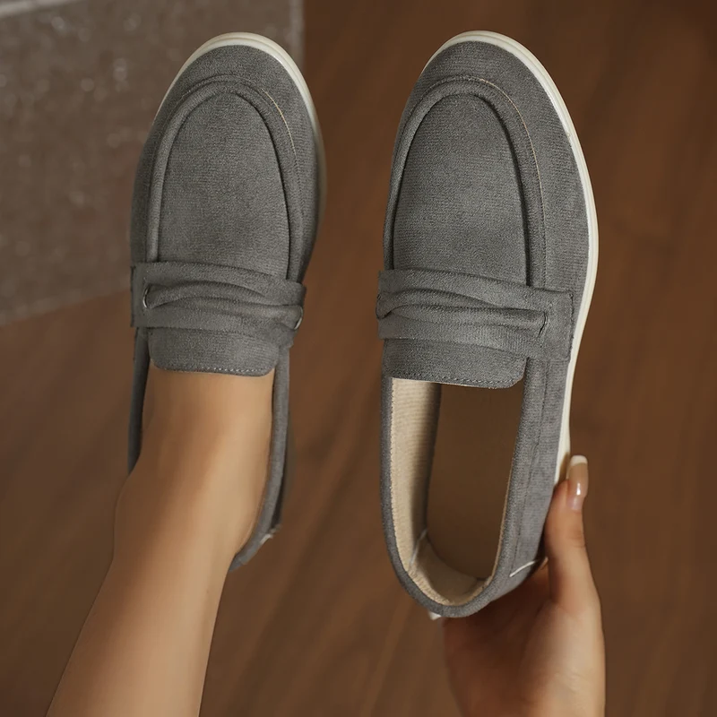 Damen Slip-On-Loafer aus Veloursimitat mit gepolstertem Fußbett Drune