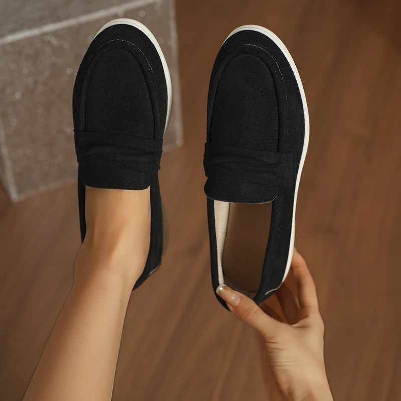 Damen Slip-On-Loafer aus Veloursimitat mit gepolstertem Fußbett Drune