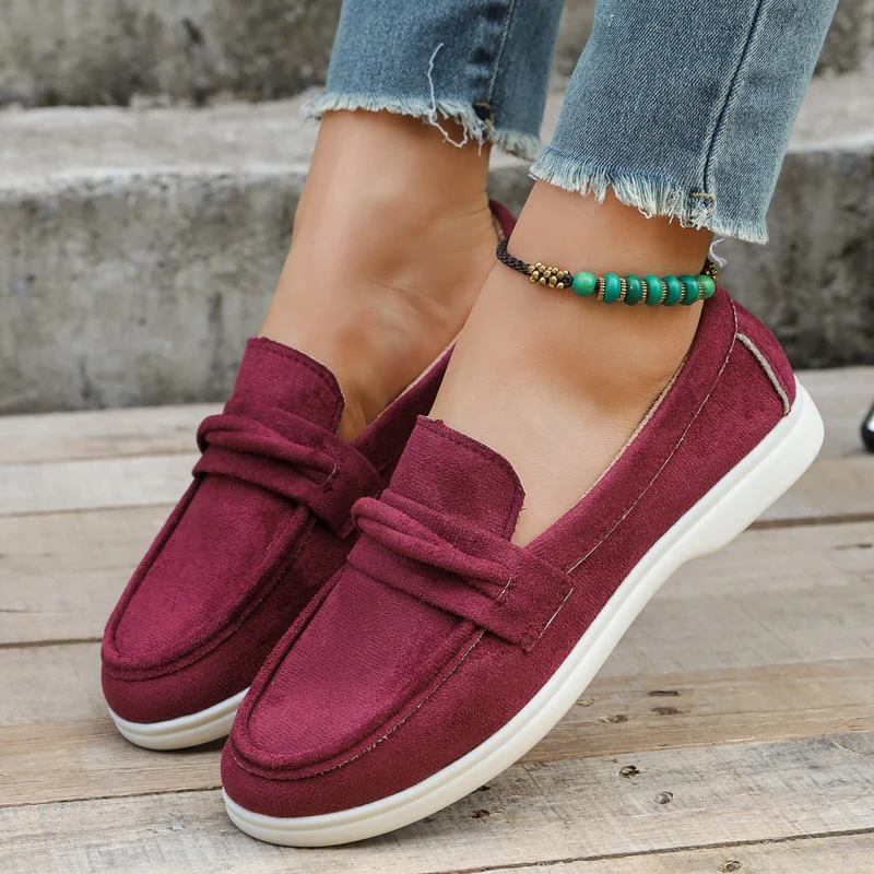 Damen Slip-On-Loafer aus Veloursimitat mit gepolstertem Fußbett Drune