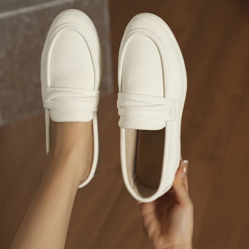 Damen Slip-On-Loafer aus Veloursimitat mit gepolstertem Fußbett Drune