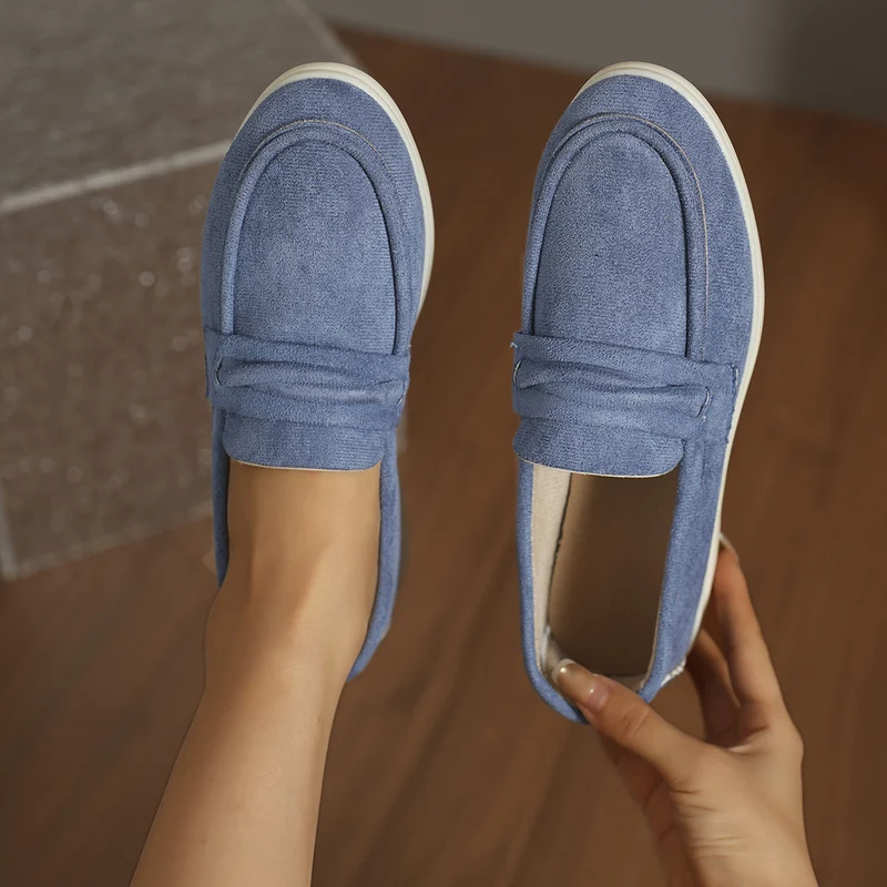 Damen Slip-On-Loafer aus Veloursimitat mit gepolstertem Fußbett Drune