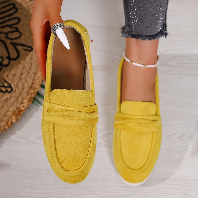 Damen Slip-On-Loafer aus Veloursimitat mit gepolstertem Fußbett Drune