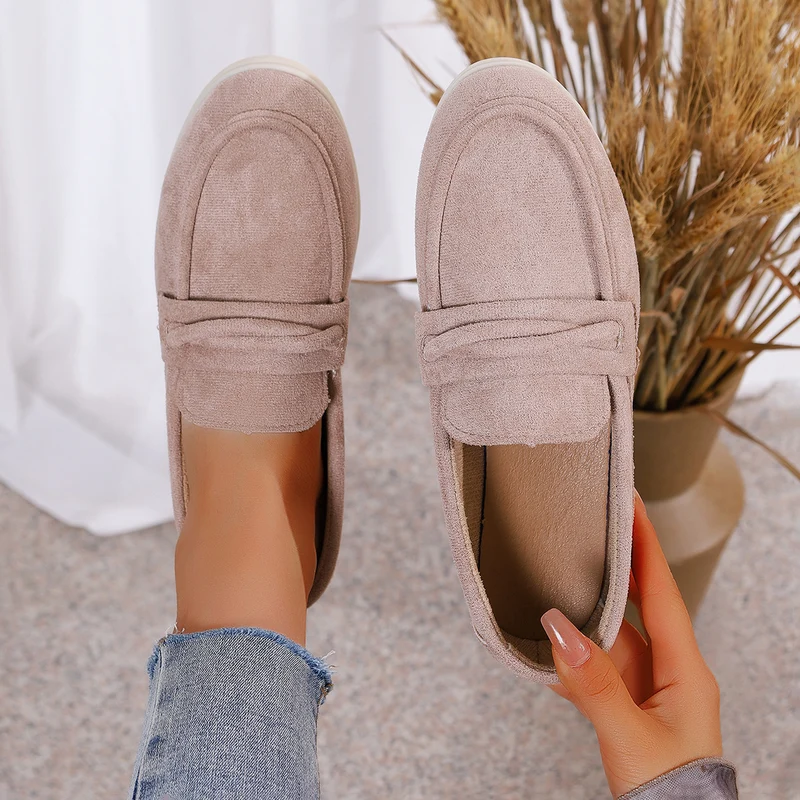 Damen Slip-On-Loafer aus Veloursimitat mit gepolstertem Fußbett Drune