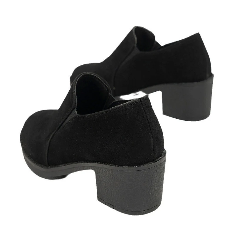 Damen Slip-On Halbschuh mit mittelhohem Blockabsatz und Veloursoberfläche Drune
