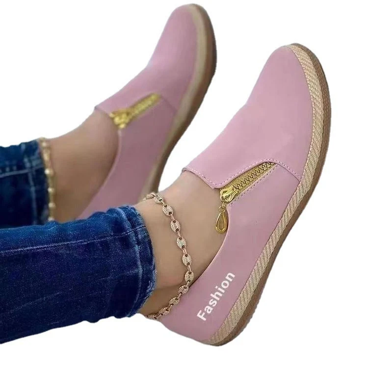 Damen Slip-On Espadrille‑Loafer mit dekorativem Reißverschluss und Keilsohle Drune
