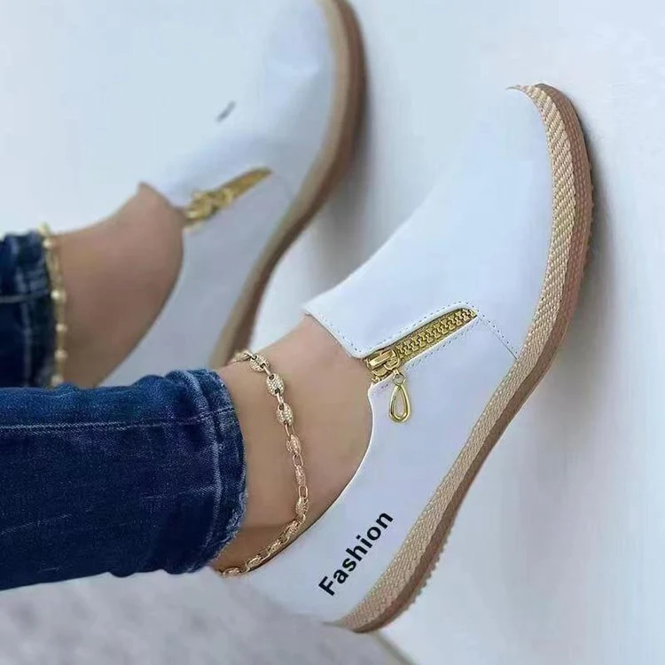 Damen Slip-On Espadrille‑Loafer mit dekorativem Reißverschluss und Keilsohle Drune