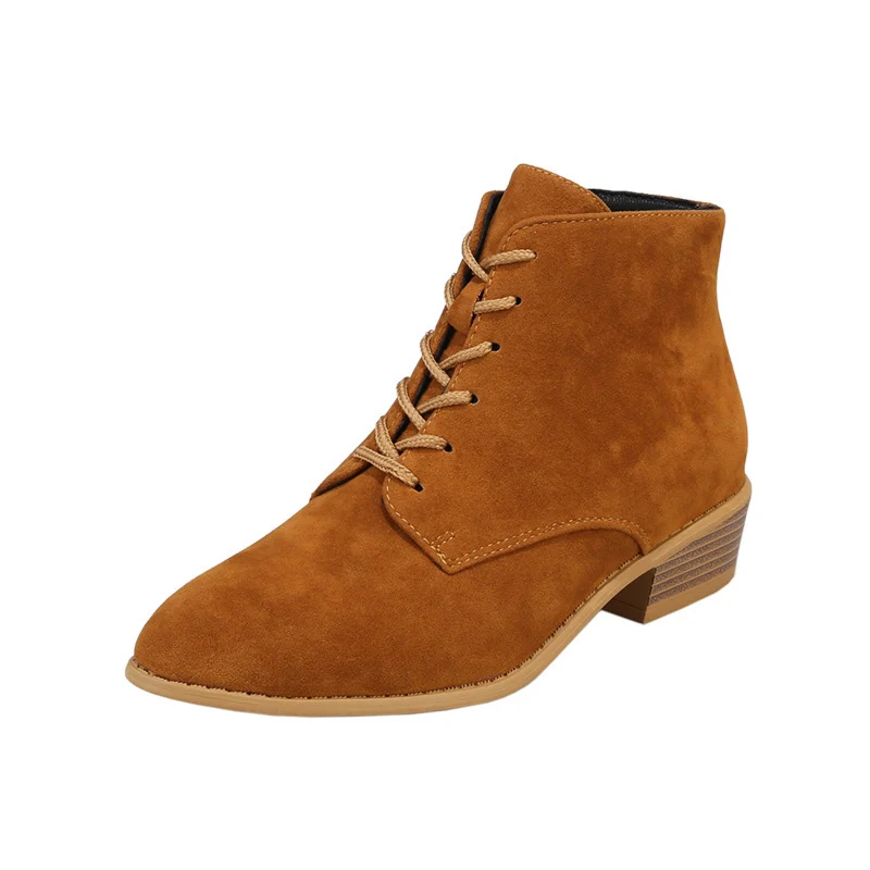 Damen Schnür-Ankleboots aus Veloursleder mit niedrigem Blockabsatz Drune