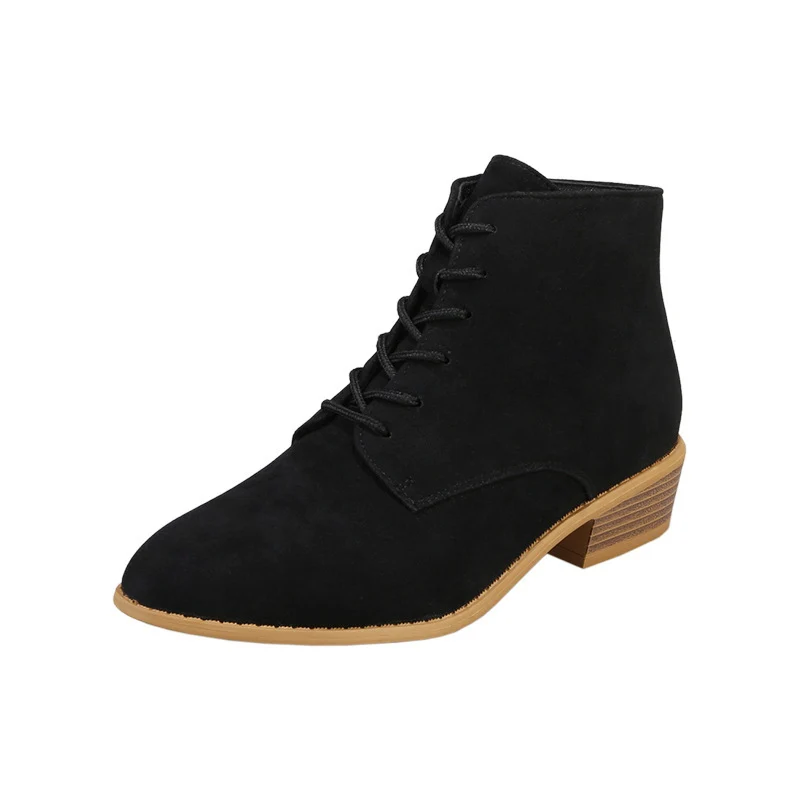 Damen Schnür-Ankleboots aus Veloursleder mit niedrigem Blockabsatz Drune