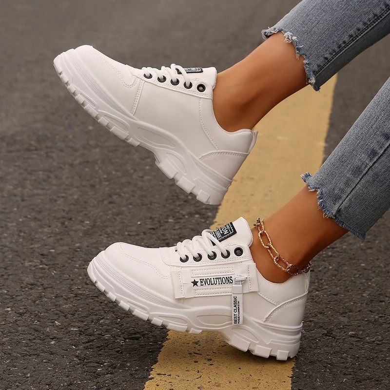Damen Plateau‑Chunky‑Sneaker mit robuster Profilsohle, Zipper‑Detail und gepolstertem Komfortfußbett Drune