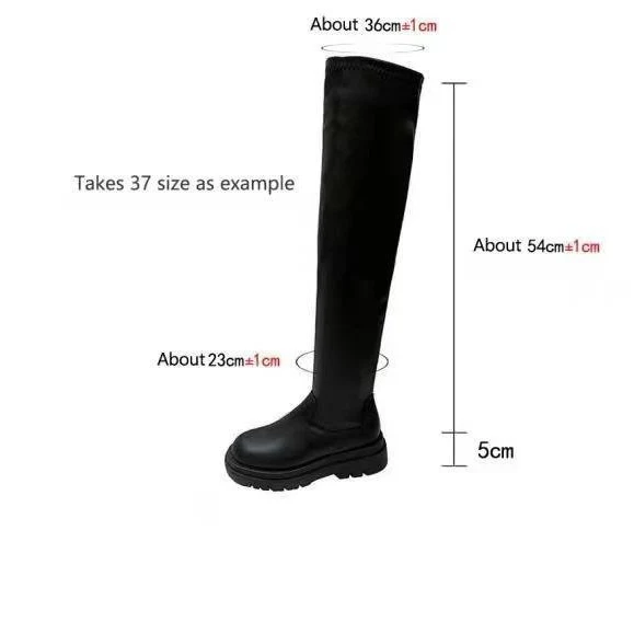 Damen Overknee-Stiefel mit elastischem Stretchschaft und grober Lug‑Plateausohle Drune
