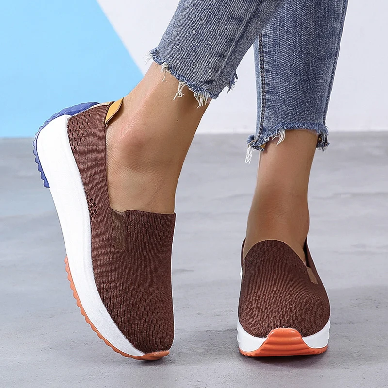 Damen Nahtloser Strick‑Slip‑On‑Walking Sneaker mit ergonomischem Memory‑Foam Drune