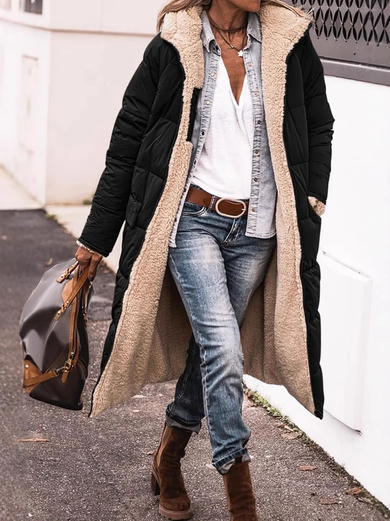 Damen gesteppte Quiltjacke mit Stehkragen und aufgesetzten Taschen Drune
