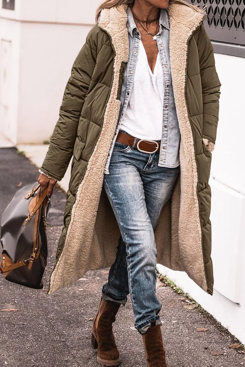 Damen gesteppte Quiltjacke mit Stehkragen und aufgesetzten Taschen Drune