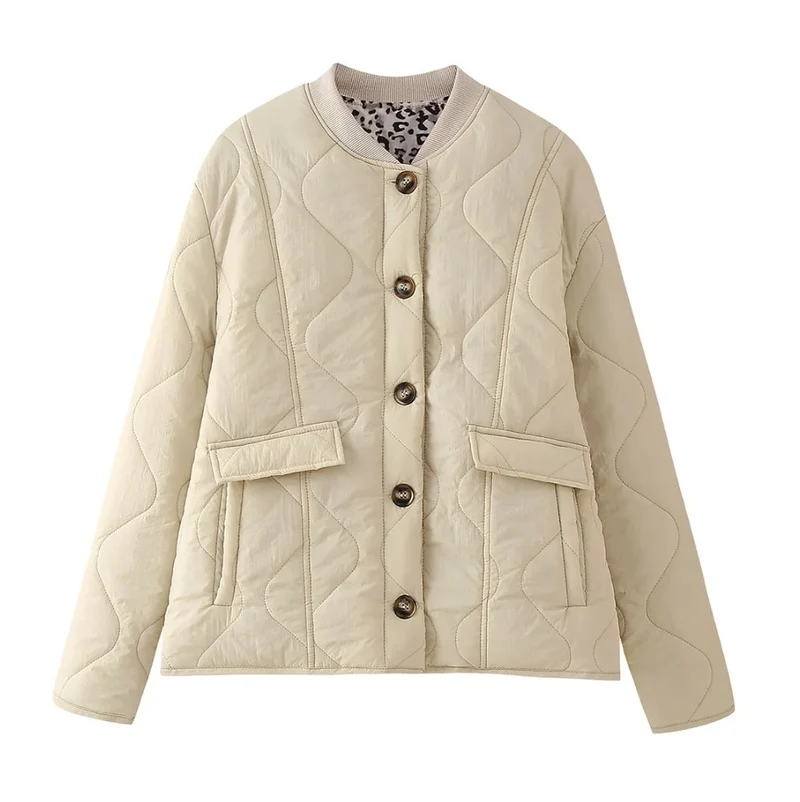 Damen Gepolsterte Steppjacke im Boxy‑Schnitt mit Rundhalsausschnitt und aufgesetzten Taschen Drune
