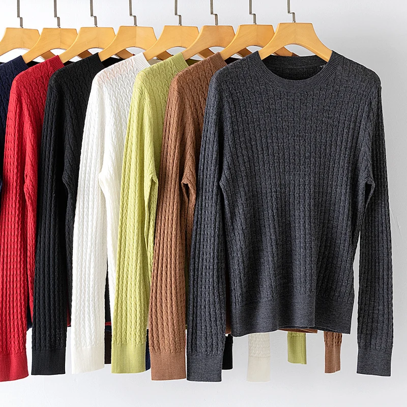 Damen Feinstrickpullover mit Zopfstrickmuster und Rundhalsausschnitt Drune