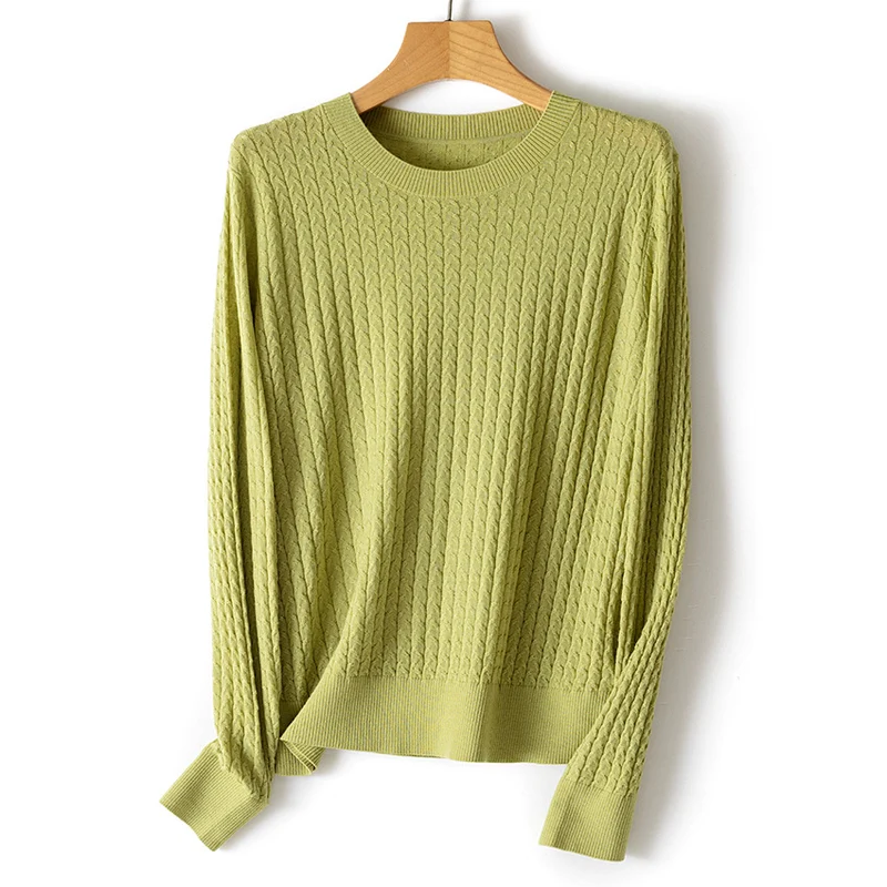 Damen Feinstrickpullover mit Zopfstrickmuster und Rundhalsausschnitt Drune