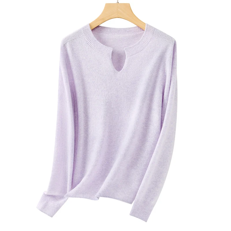 Damen Feinstrickpullover mit Kerbkragen und Angora‑Optik Drune