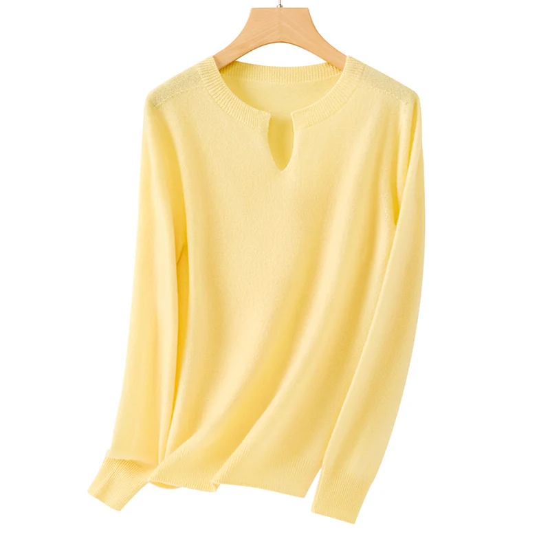 Damen Feinstrickpullover mit Kerbkragen und Angora‑Optik Drune