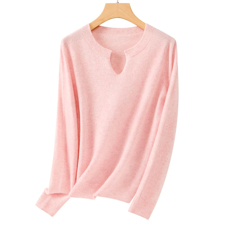 Damen Feinstrickpullover mit Kerbkragen und Angora‑Optik Drune