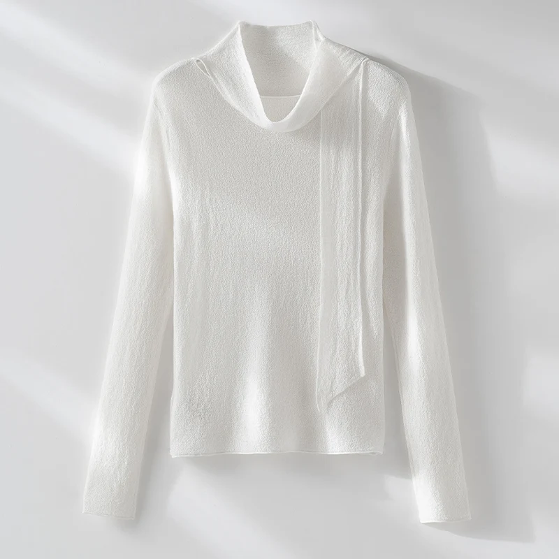 Damen Feinstrickpullover mit asymmetrischem Schlauchkragen und drapierter Schalbahn Drune